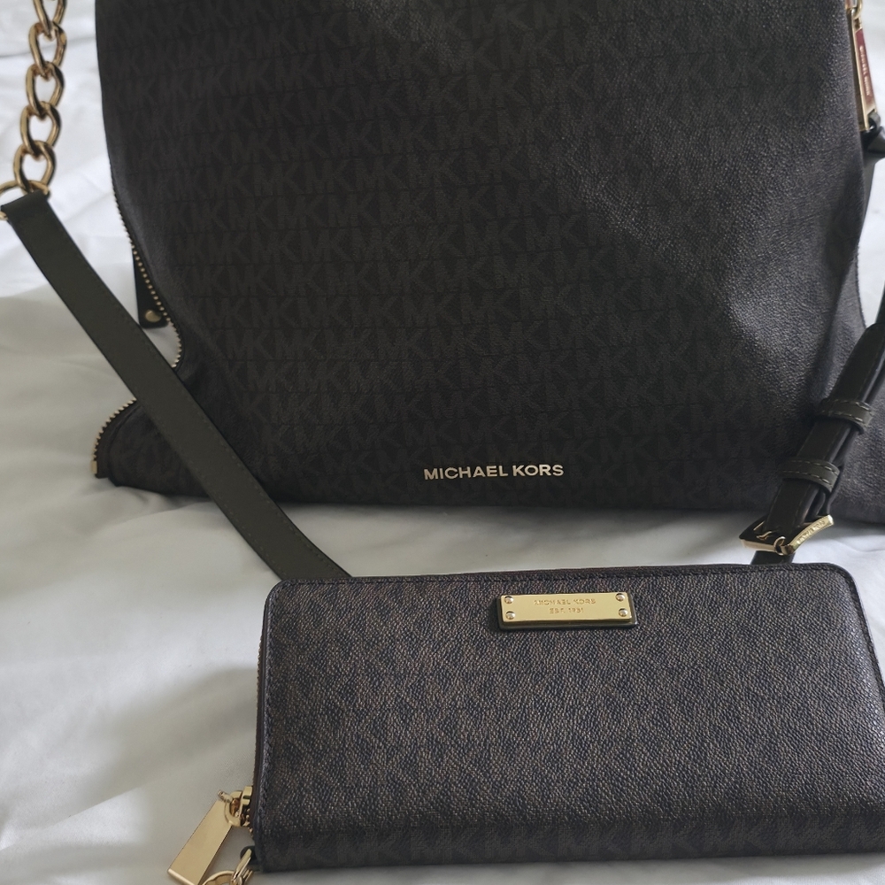 Michael Kors Black Logo-Print Satchel